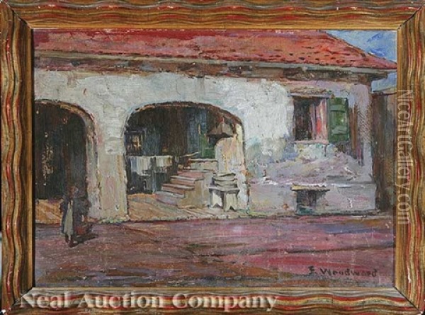 Courtyard Oil Painting - Ellsworth Woodward