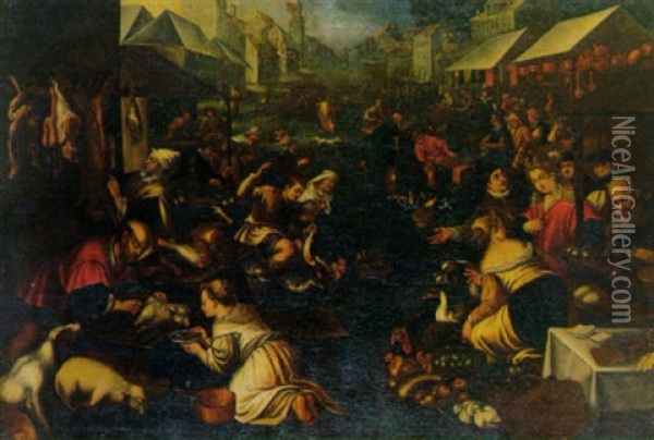 Grosses Marktstuck Oil Painting - Francesco Bassano the Younger
