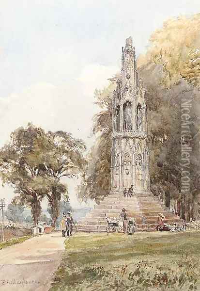 Eleanor Cross, Hardingstone, Northamptonshire Oil Painting - John Fulleylove