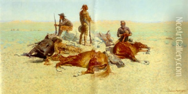 The Last Lull In The Fight (the Last Stand) Oil Painting - Frederic Remington