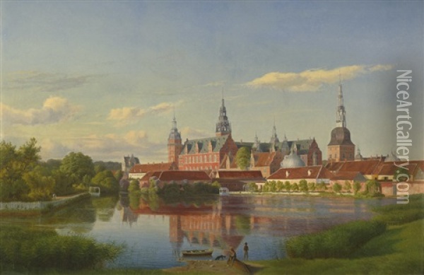 Blick Auf Schloss Frederiksborg In Hillerod Bei Oil Painting - Ulrich Baudissin