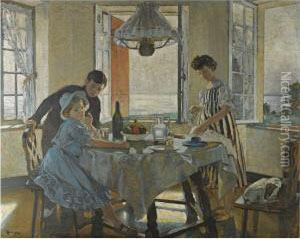 Le Petit Dejeuner Oil Painting - Lucien Simon