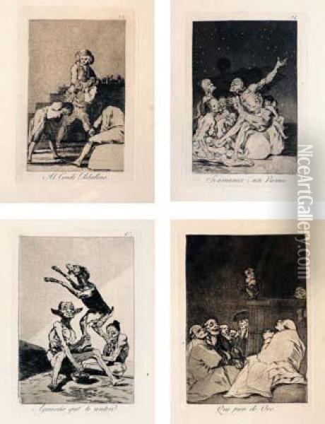 4 Acqueforti - Acquetinte, Tavole Numero 33, 53, 67 E 71 Dalla Serie Los Caprichos Oil Painting - Francisco De Goya y Lucientes