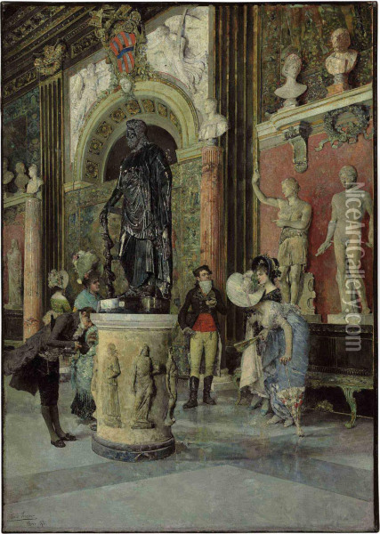 In The Capitoline Museum, Rome Oil Painting - Luis Jimenez Y Aranda