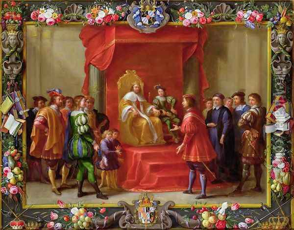 Peter IV King of Aragon being visited by Guillaume Raymond Moncada Oil Painting - Jan van Kessel
