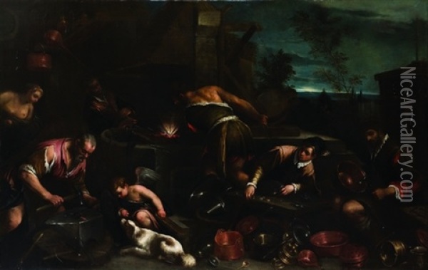 La Fucina Di Vulcano Oil Painting - Francesco Bassano the Younger