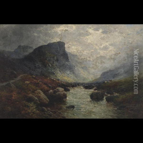 In The Western Highlands Oil Painting - Alfred de Breanski