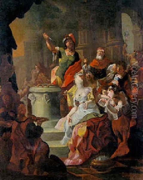 Agamemnon Opfert Iphigenie Oil Painting - Franz Anton Maulbertsch