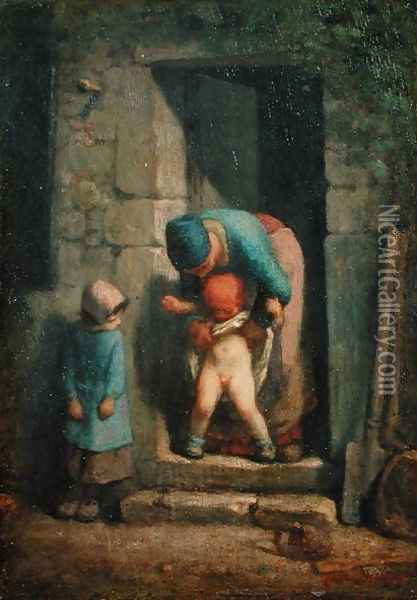 Maternal Care, 1855-57 Oil Painting - Jean-Francois Millet