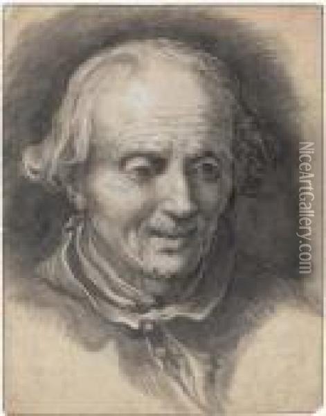 Portrait Of An Old Man Looking Down Oil Painting - Abraham Bloemaert
