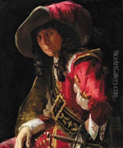 The Scarlet Cavalier Oil Painting - James P. Barraclough