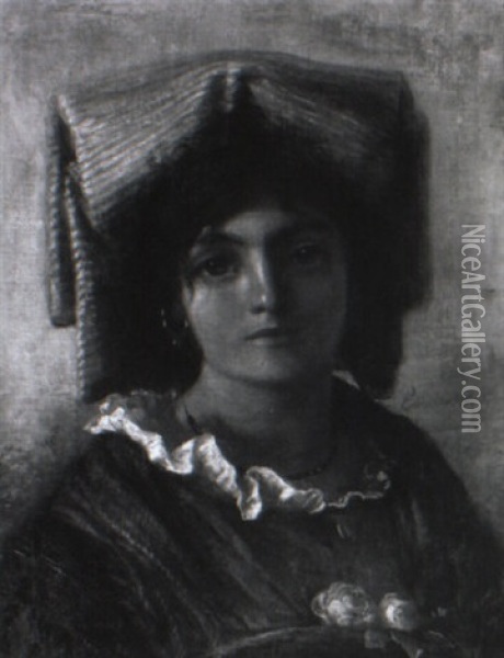 Portraet Af Italienerinde Oil Painting - Elisabeth Anna Maria Jerichau-Baumann