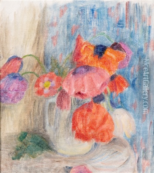 Poppies Oil Painting - Maria Wiik