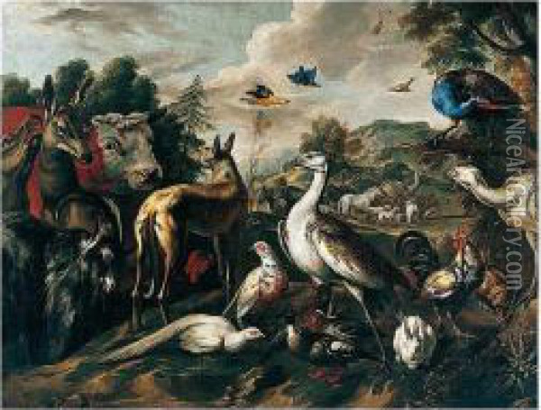 Landscape With The Animals Entering The Ark Oil Painting - Sinibaldo Scorza
