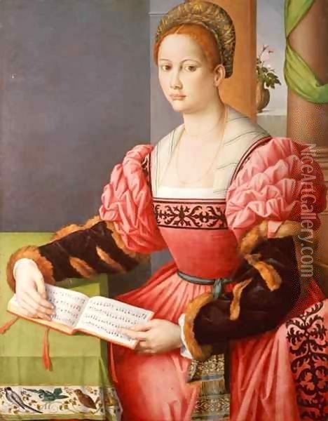 Portrait of a Lady Oil Painting - Francesco Ubertini Bacchiacca II