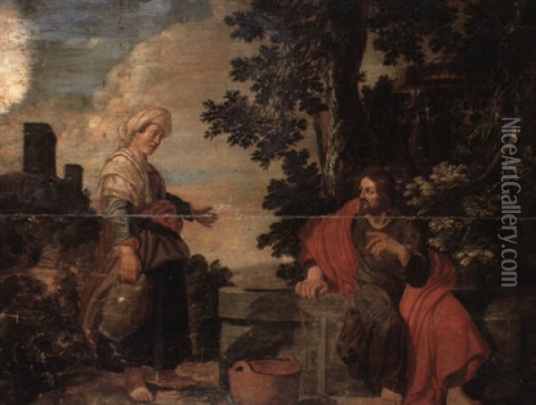 Christ And The Woman Of Samaria Oil Painting - Jan Pynas