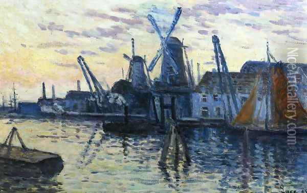 Mills in Holland Oil Painting - Maximilien Luce