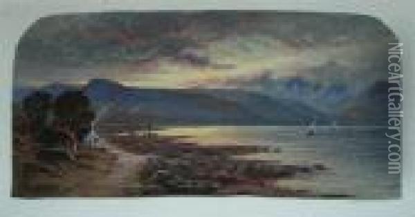 Sunset Over A Highland Loch Oil Painting - Waller Hugh Paton