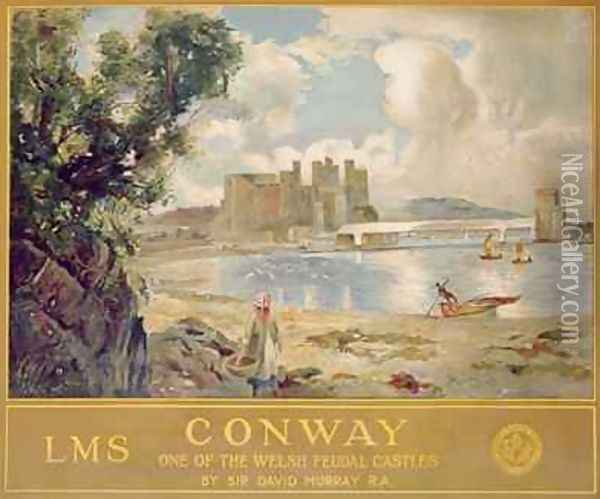 Conway Castle poster advertising the London Midland and Scottish Railway 1930 Oil Painting - David Murray