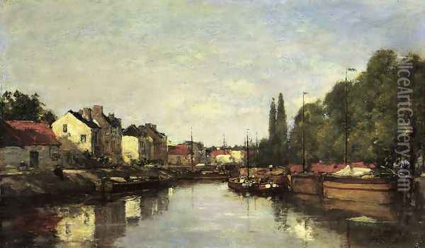 Brussels, the Louvain Canal Oil Painting - Eugene Boudin