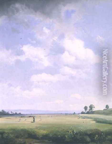 Haymaking Oil Painting - August Albert Zimmermann
