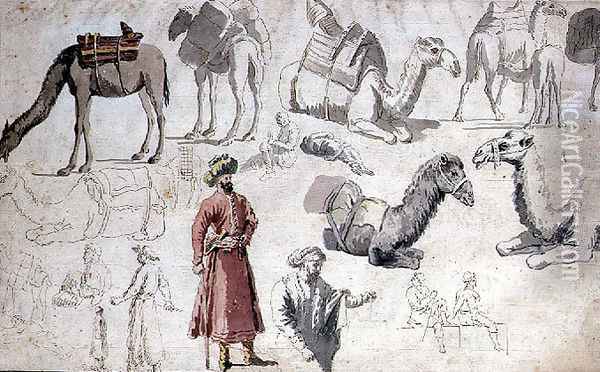 Camel Studies Oil Painting - Louis Francois Cassas