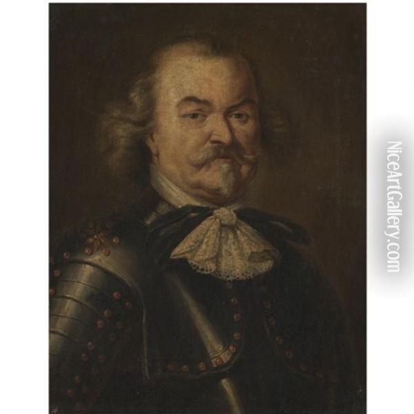 Portrait Of A Gentleman, Head And Shoulders, Wearing Armour, Possibly Admiral De Ruyter Oil Painting - Pieter Jacob Horemans