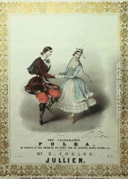 The Celebrated Polka, song sheet, 1840 Oil Painting - John Brandard