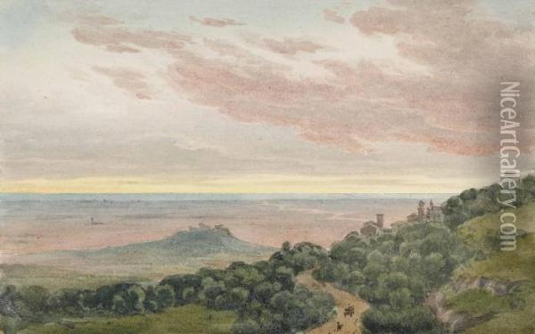 An Extensive Italianate Landscape Oil Painting - John Warwick Smith