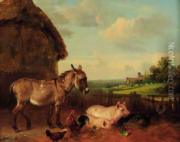 The Farmyard Oil Painting - Edmund Bristow