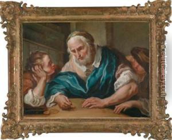 Ein Bartiger Mann Geldzahlend Oil Painting - Francesco Maggiotto