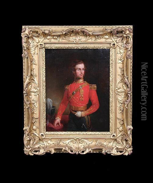 Portrait Of An Officer Of The Somerset Light Infantry Oil Painting - Ambrosini Jerome