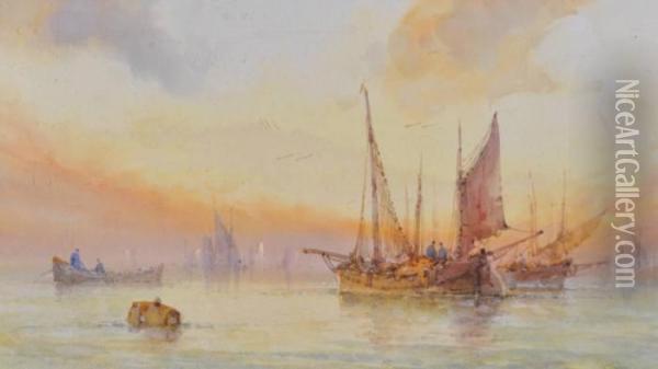 Fishing Vessels Oil Painting - Frederick James Aldridge