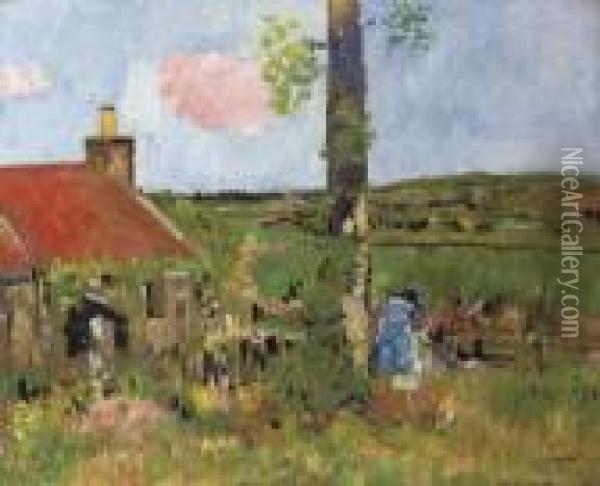 Fife Farm Oil Painting - George Leslie Hunter