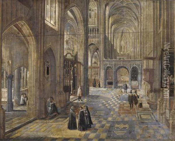 The Interior Of A Gothic Church Oil Painting - Peeter, the Elder Neeffs