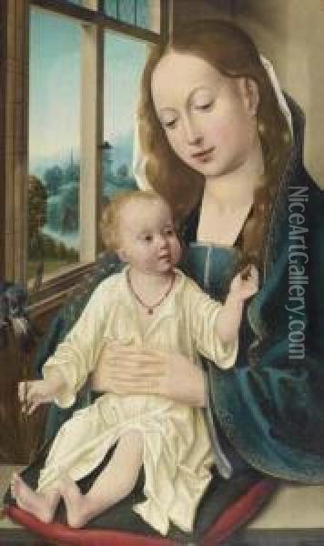 Madonna And Child. Oil Painting - Joos Van Cleve