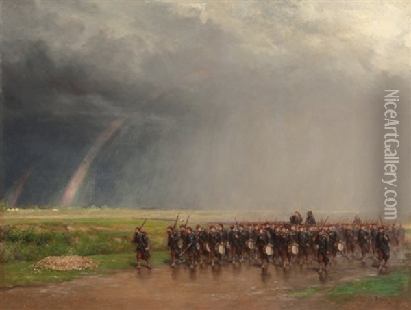 Soldiers On The March Oil Painting - Paul-Alexandre Protais