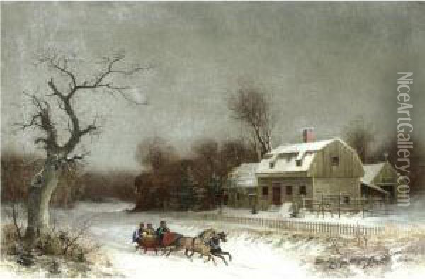 A Ride In The Snow Oil Painting - William Velde Van De Bonfield