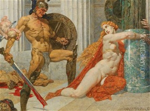 Menelaos Findet Bei Der Zerstorung Von Troja Die Helena Wieder Oil Painting - Alexander Rothaug