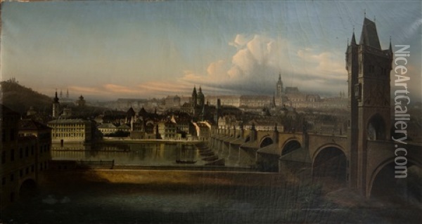 Prague Oil Painting - Johann Wilhelm Jankowski