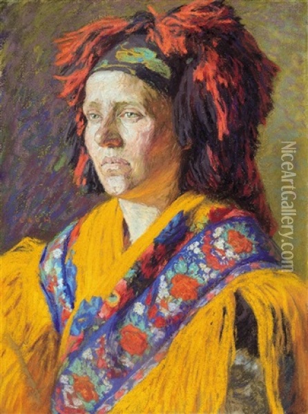 Woman In Folklore Clothing Oil Painting - Hugo Poll