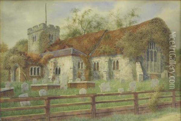 A Village Church Oil Painting - James Lawson Stewart