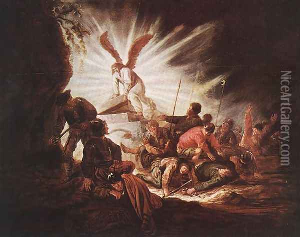 The Angel Is Opening Christ's Tomb c. 1640 Oil Painting - Benjamin Gerritsz. Cuyp