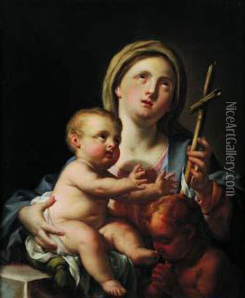 La Vierge A L'enfant Saint Jean Baptiste Oil Painting - Francesco Trevisani