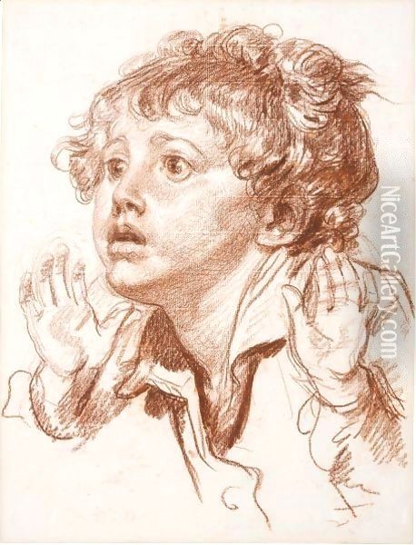 Head Of A Startled Boy Oil Painting - Jean Baptiste Greuze