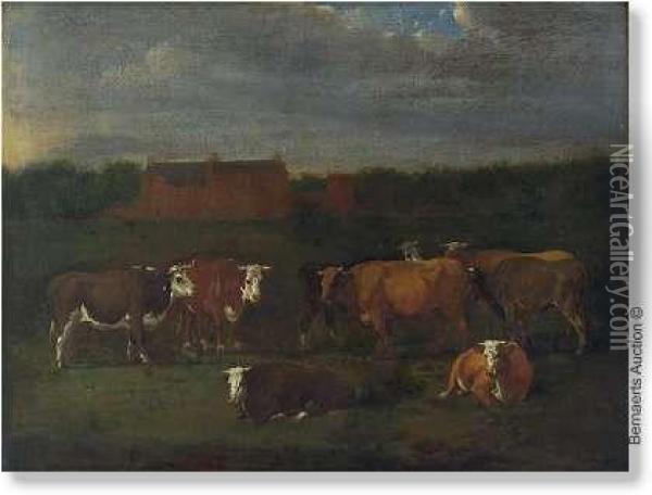 Circle 'cattle' Canvas Oil Painting - Adrian Van De Velde