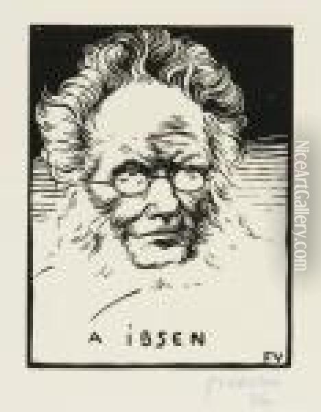 A Ibsen. - A Edgar Poe. - A Stendhal Oil Painting - Felix Edouard Vallotton