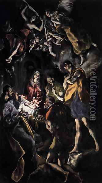 The Adoration of the Shepherds c. 1614 Oil Painting - El Greco (Domenikos Theotokopoulos)