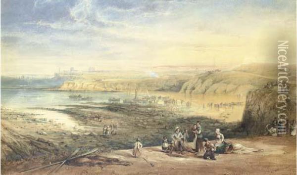 Cullercoats Looking Towards Tynemouth Oil Painting - John Wilson Carmichael