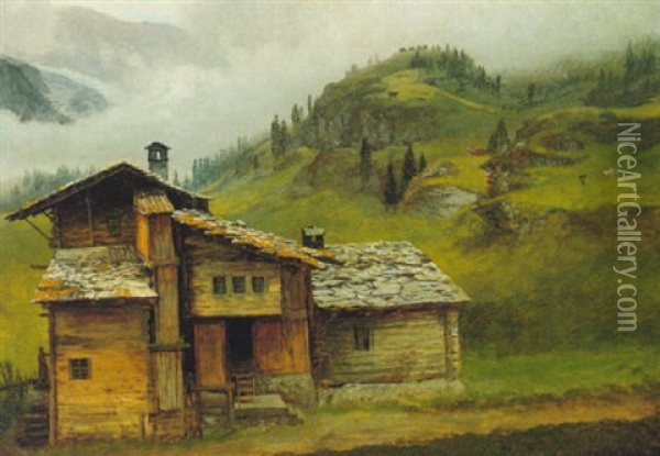 Mountain House Oil Painting - Albert Bierstadt